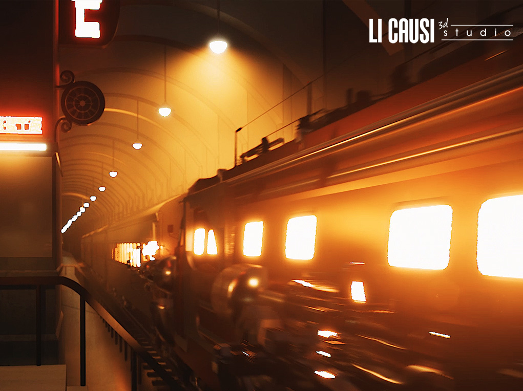 post produzione video su animazione 3d treno in corsa cyberpunk Li Causi Studio