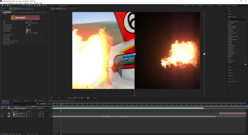 Effetto di fuoco con keylight After Effects