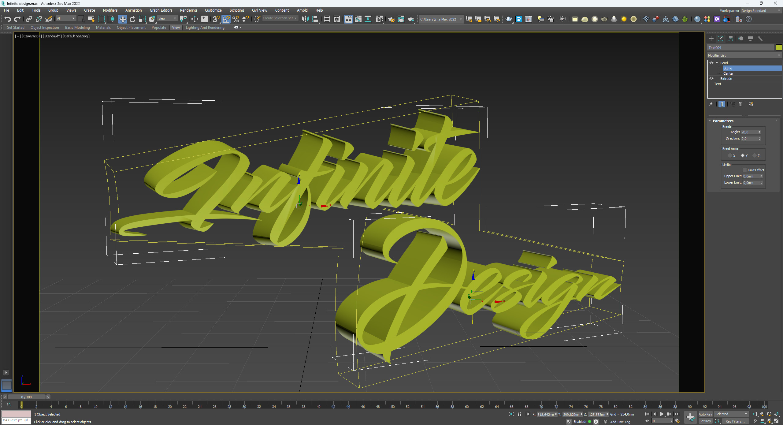 Modificatore bend di 3D Studio